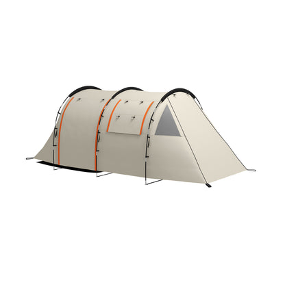 Tunnel Tent, Camping Tent for 5 People, Family Tent with 2 Rooms, Side Windows, Carry Bag, 3000mm Waterproof, for Garden, Camping Site, Khaki