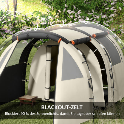 Tunnel Tent, Camping Tent for 5 People, Family Tent with 2 Rooms, Side Windows, Carry Bag, 3000mm Waterproof, for Garden, Camping Site, Khaki