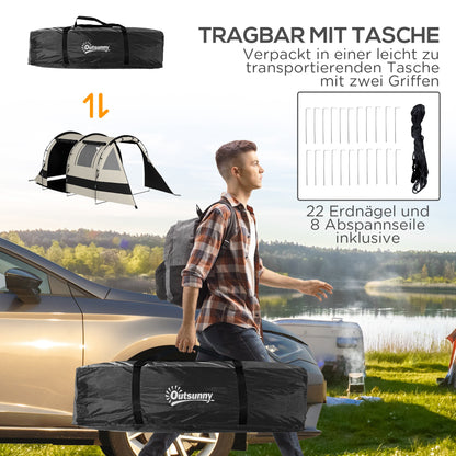 Tunnel Tent, Camping Tent for 5 People, Family Tent with 2 Rooms, Side Windows, Carry Bag, 3000mm Waterproof, for Garden, Camping Site, Khaki