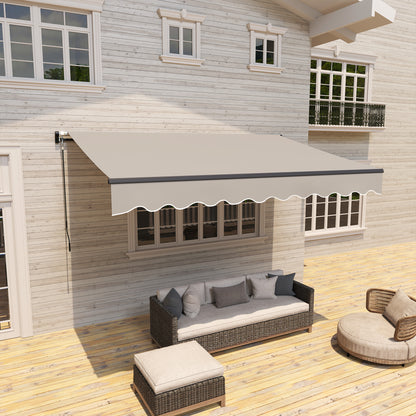 Manual Retractable Awning 360x220 cm Balcony Awning with Aluminum Crank 3 Arms and UV30+ Protection Outdoor Roll-Up Awning for Garden Terrace Windows Cream