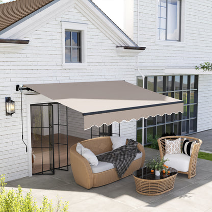Manual Retractable Awning 360x220 cm Balcony Awning with Aluminum Crank 3 Arms and UV30+ Protection Outdoor Roll-Up Awning for Garden Terrace Windows Cream