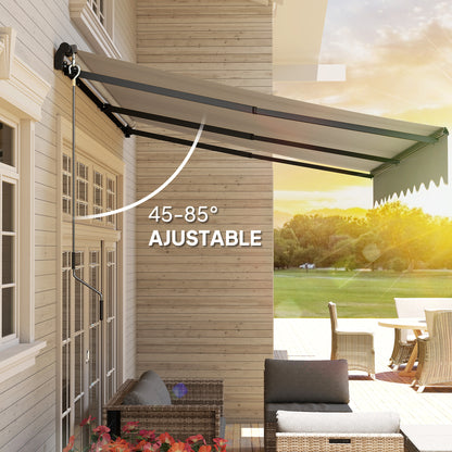 Manual Retractable Awning 360x220 cm Balcony Awning with Aluminum Crank 3 Arms and UV30+ Protection Outdoor Roll-Up Awning for Garden Terrace Windows Cream