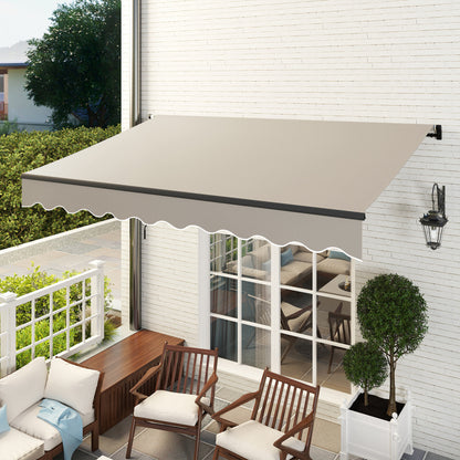 Manual Retractable Awning 360x220 cm Balcony Awning with Aluminum Crank 3 Arms and UV30+ Protection Outdoor Roll-Up Awning for Garden Terrace Windows Cream