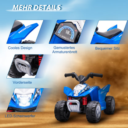 Electric Quad Miniquad Kids Electric ATV Kids Quad with LED and Horn Kids Motorcycle Children's Vehicle Electric Car for Kids from 18 months Metal Blue 65.5 x 38.5 x 43.5 cm