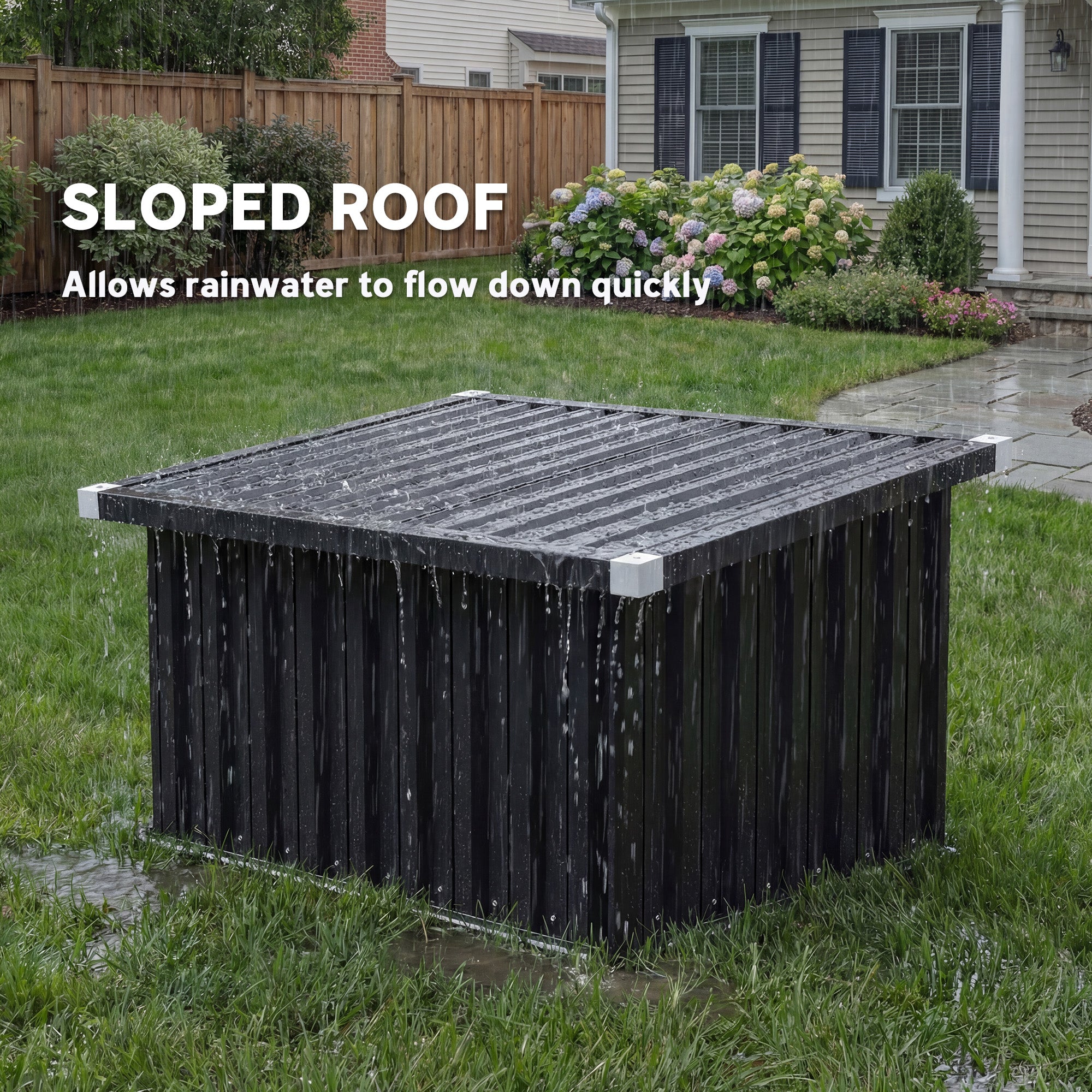 Galvanized Steel Robot Mower Garage with Sloped Roof — Easy Assembly, 108 × 86 × 62.5 cm (42.5 × 33.9 × 24.6 in), Dark Grey