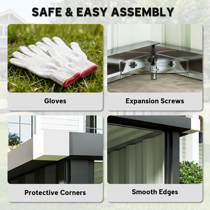 Galvanized Steel Robot Mower Garage with Sloped Roof — Easy Assembly, 108 × 86 × 62.5 cm (42.5 × 33.9 × 24.6 in), Dark Grey