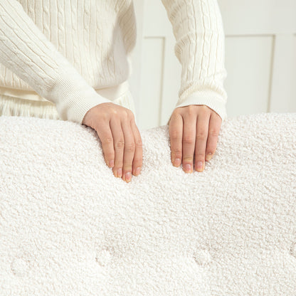 Rocking Chair, Rocking Armchair with Armrest, Teddy Fabric Look, Nursing Chair with Wooden Rockers, Lumbar Pillow, Relaxing Rocking Chair for Living Room, Bedroom, Cream White