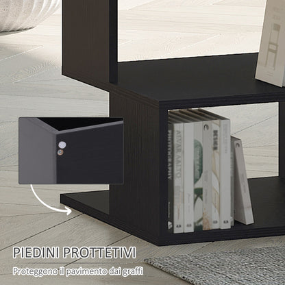 Design Coffee Table, White Living Room Table, 2 Open Shelves, Modern Design, Coffee and Living Room Table, Wood, 40x40x43 cm, Black