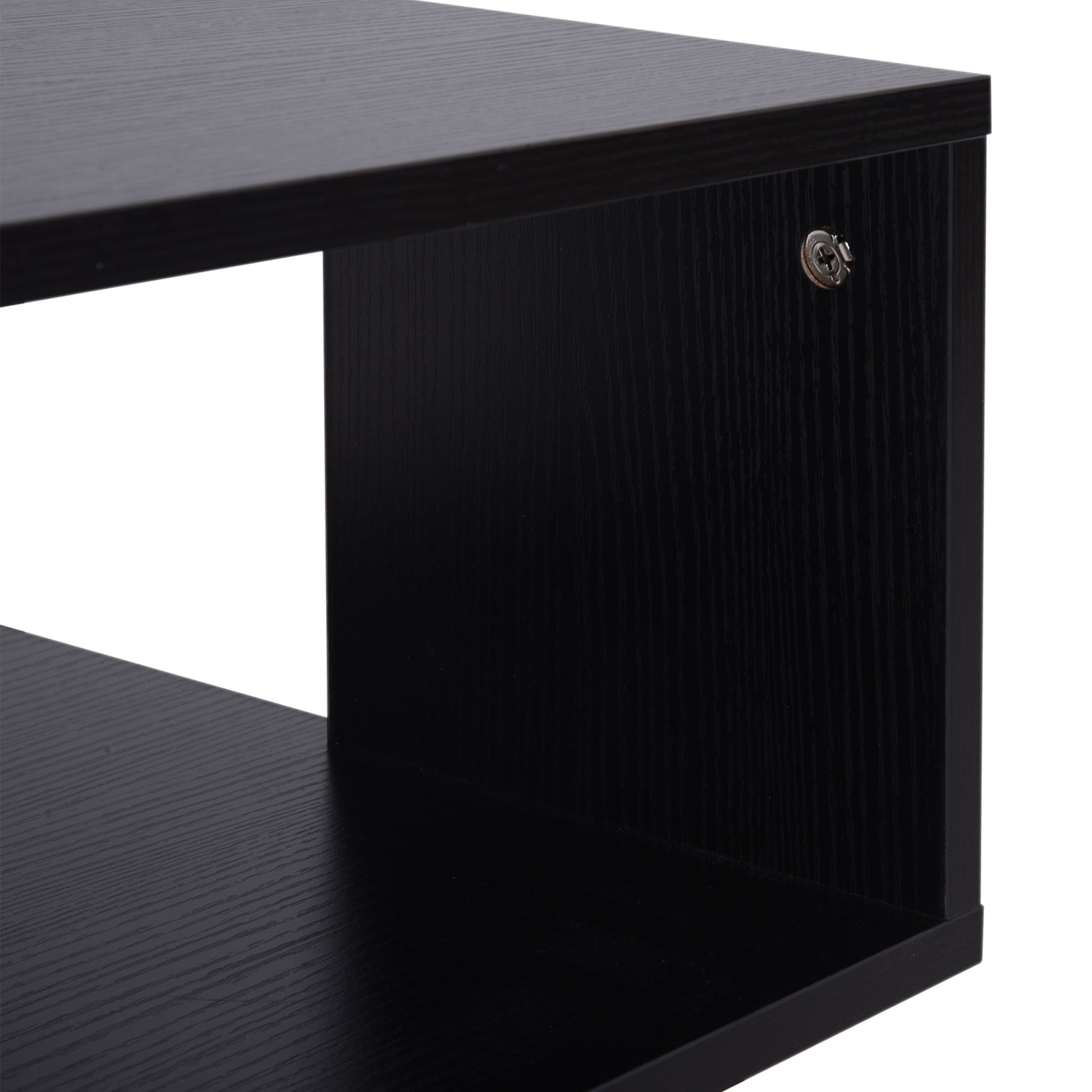 Design Coffee Table, White Living Room Table, 2 Open Shelves, Modern Design, Coffee and Living Room Table, Wood, 40x40x43 cm, Black