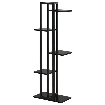 5-Tier Indoor and Outdoor Plant Stand in MDF and Steel, 40x22x113 cm, Black