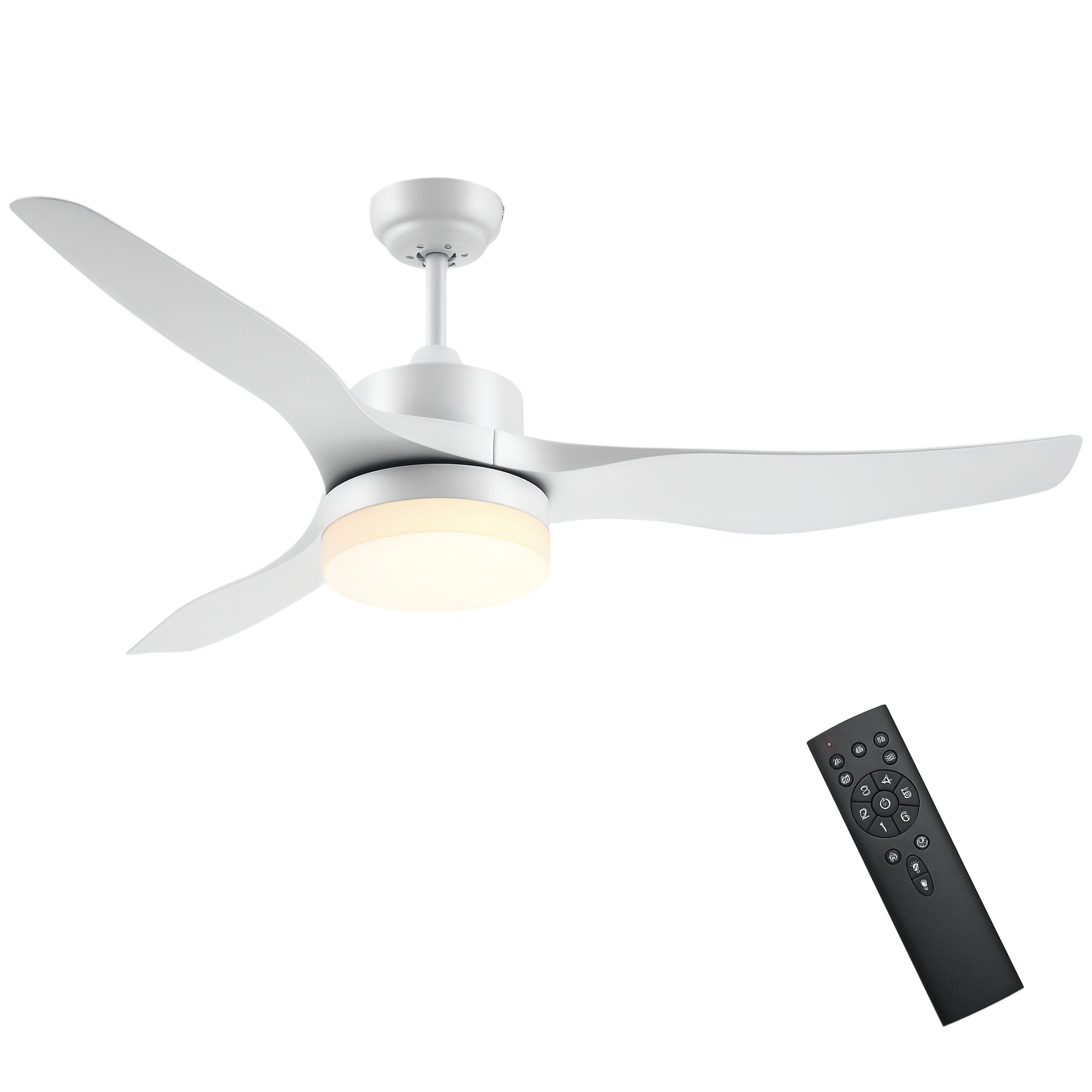 Ceiling Fan with Lighting, Reversible LED Ceiling Light with Fan, 6 Speeds, 3 Light Colors, Ceiling Lamp with Remote Control, Timer for Living Room, Dining Room White