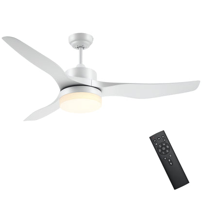 Ceiling Fan with Lighting, Reversible LED Ceiling Light with Fan, 6 Speeds, 3 Light Colors, Ceiling Lamp with Remote Control, Timer for Living Room, Dining Room White
