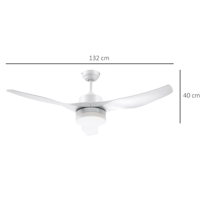 Ceiling Fan with Lighting, Reversible LED Ceiling Light with Fan, 6 Speeds, 3 Light Colors, Ceiling Lamp with Remote Control, Timer for Living Room, Dining Room White