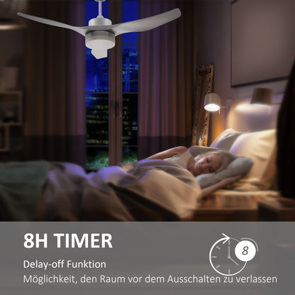 Ceiling Fan with Lighting, Reversible LED Ceiling Light with Fan, 6 Speeds, 3 Light Colors, Ceiling Lamp with Remote Control, Timer for Living Room, Dining Room White