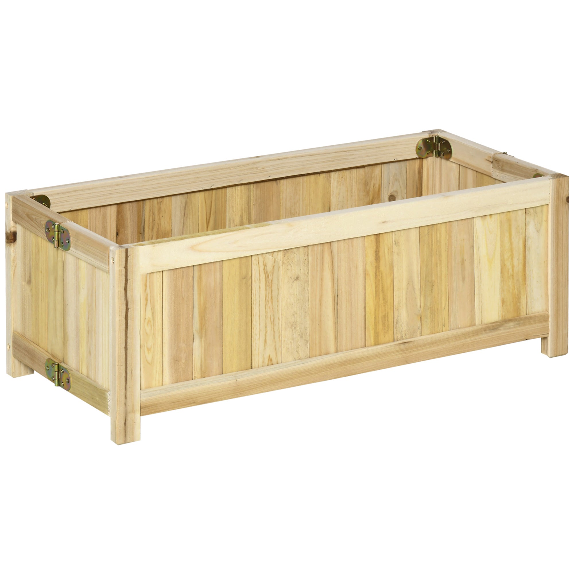Foldable Wooden Planter Garden Flower Bed with 4 Legs for Growing Vegetables Flowers Outdoor Patio Balcony Terrace 70x30x25 cm Natural