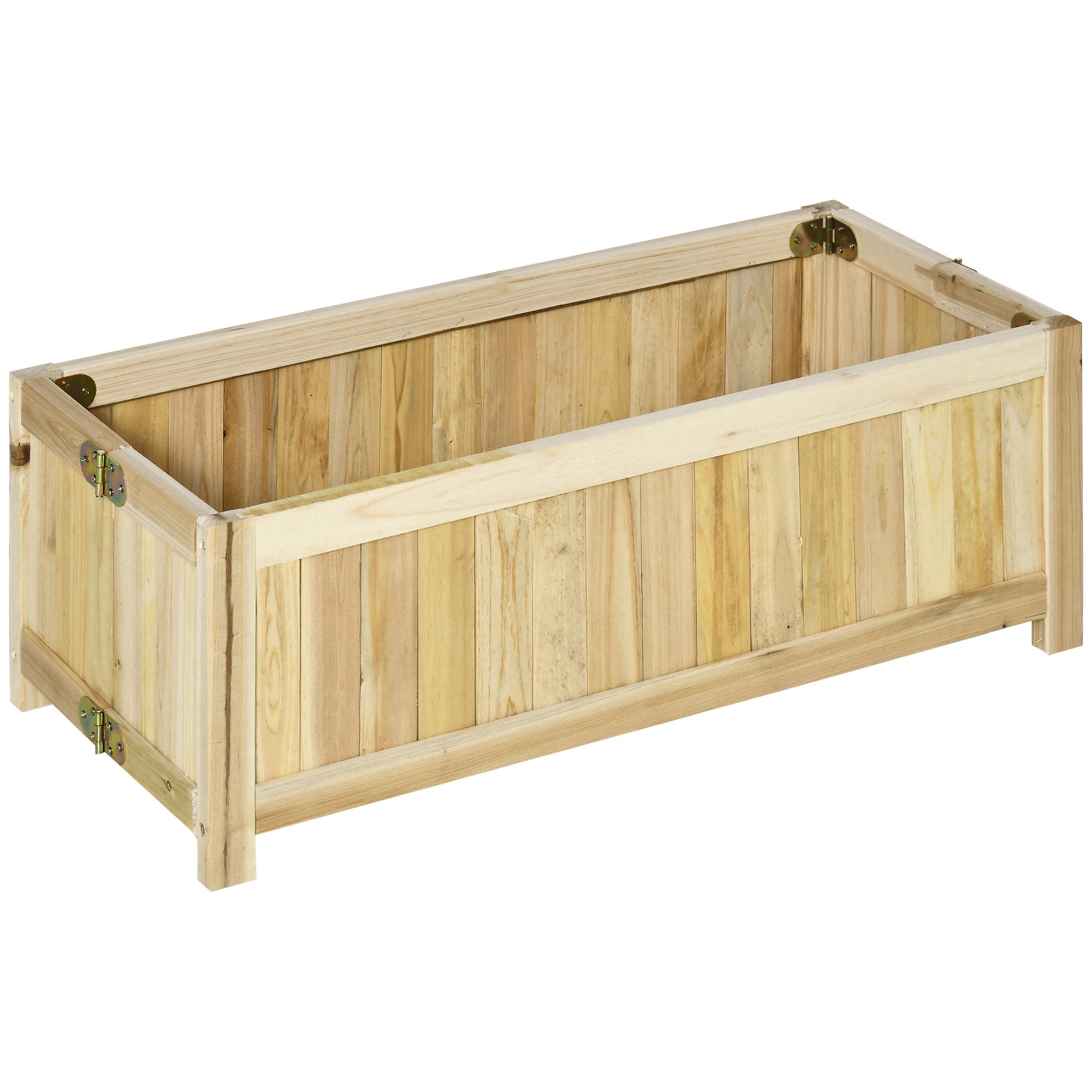 Foldable Wooden Planter Garden Flower Bed with 4 Legs for Growing Vegetables Flowers Outdoor Patio Balcony Terrace 70x30x25 cm Natural