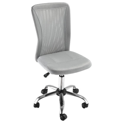 Mesh Office Chair Armless Swivel Desk Chair with Adjustable Height, 220 lbs Capacity for Study Office 43x58x90-100 cm Gray