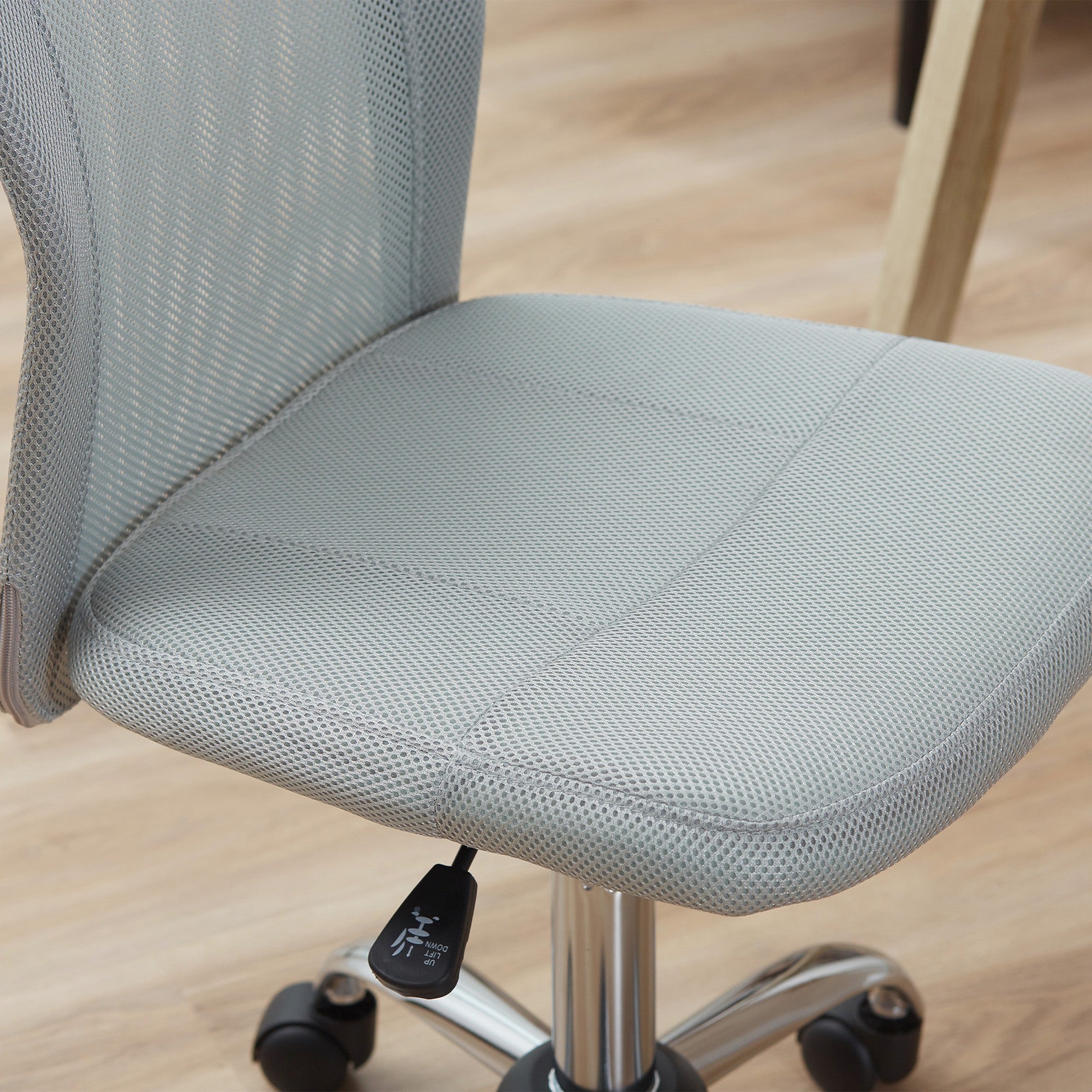 Mesh Office Chair Armless Swivel Desk Chair with Adjustable Height, 220 lbs Capacity for Study Office 43x58x90-100 cm Gray