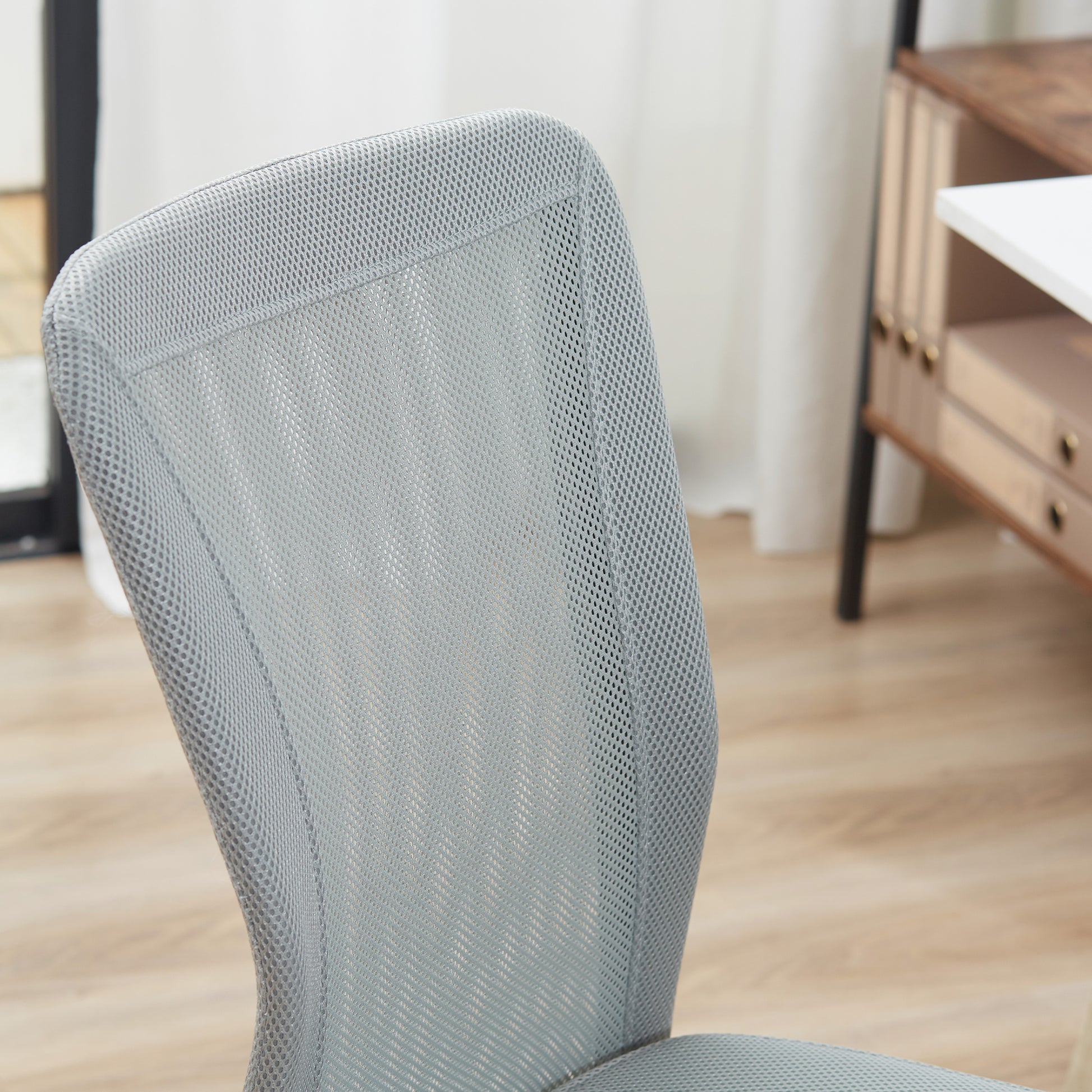 Mesh Office Chair Armless Swivel Desk Chair with Adjustable Height, 220 lbs Capacity for Study Office 43x58x90-100 cm Gray