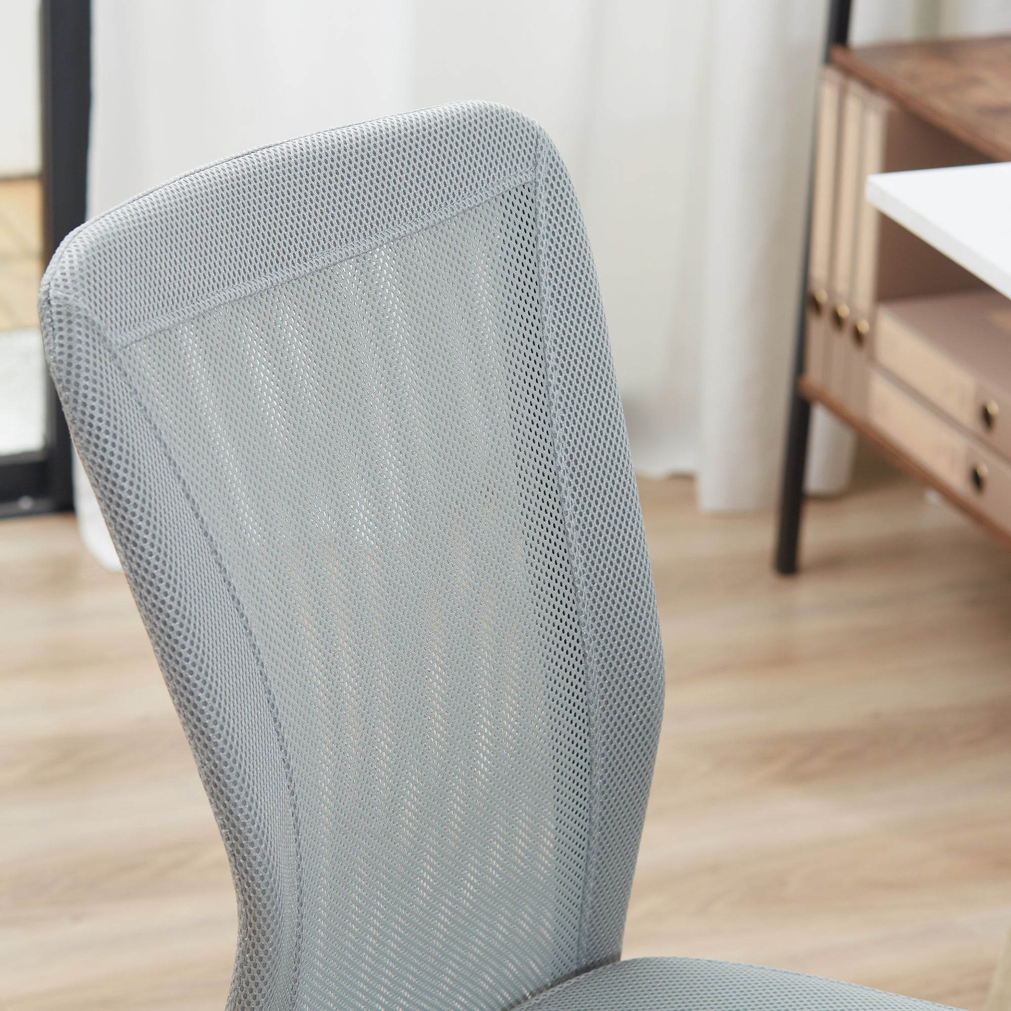 Mesh Office Chair Armless Swivel Desk Chair with Adjustable Height, 220 lbs Capacity for Study Office 43x58x90-100 cm Gray