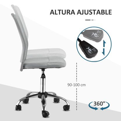 Mesh Office Chair Armless Swivel Desk Chair with Adjustable Height, 220 lbs Capacity for Study Office 43x58x90-100 cm Gray