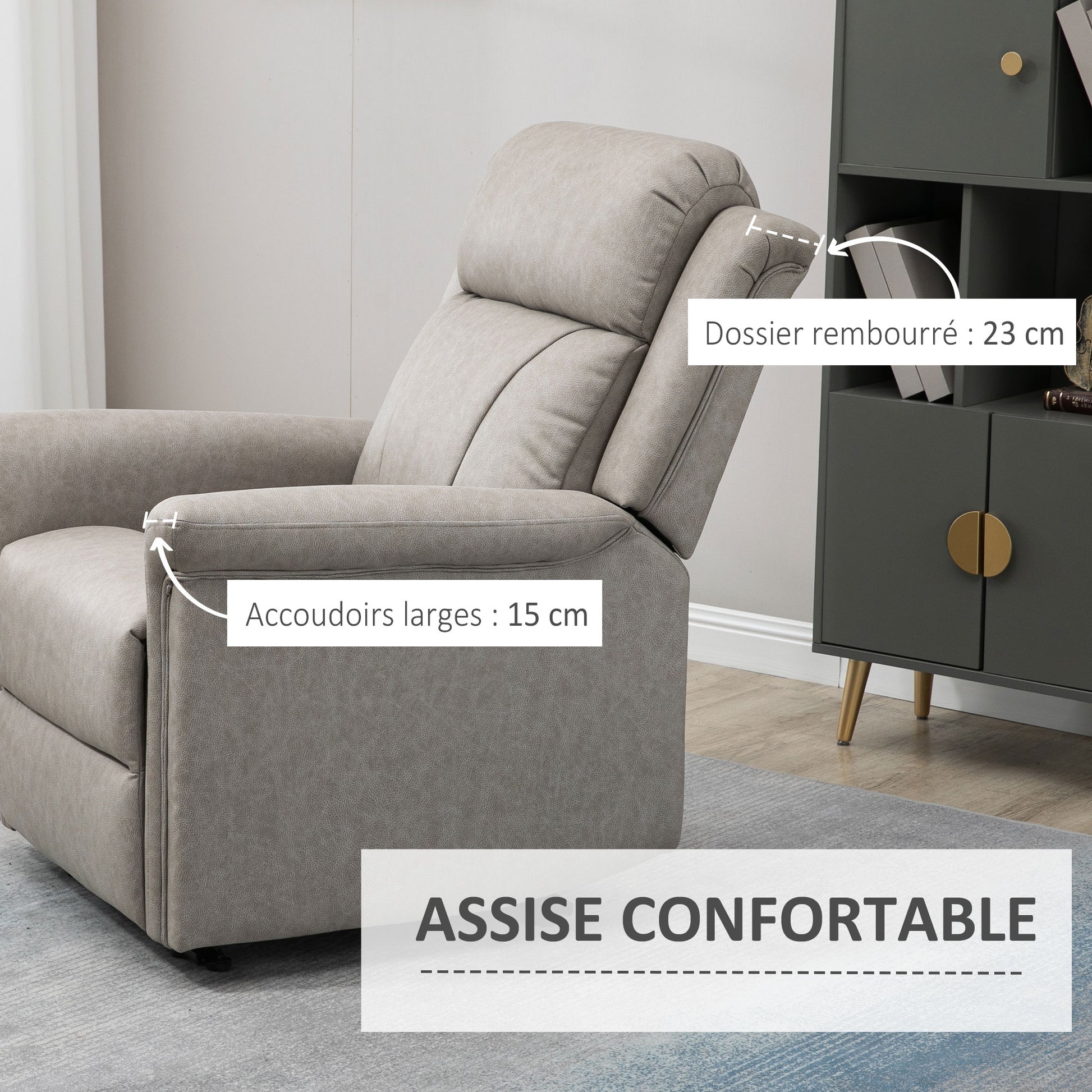 Gray Microfiber Manual Reclining Relaxation Chair with 135° Recline and Footrest