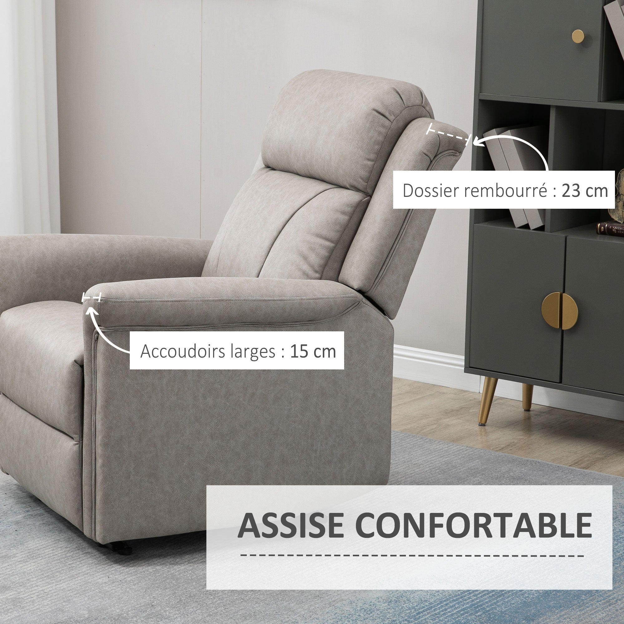 Gray Microfiber Manual Reclining Relaxation Chair with 135° Recline and Footrest