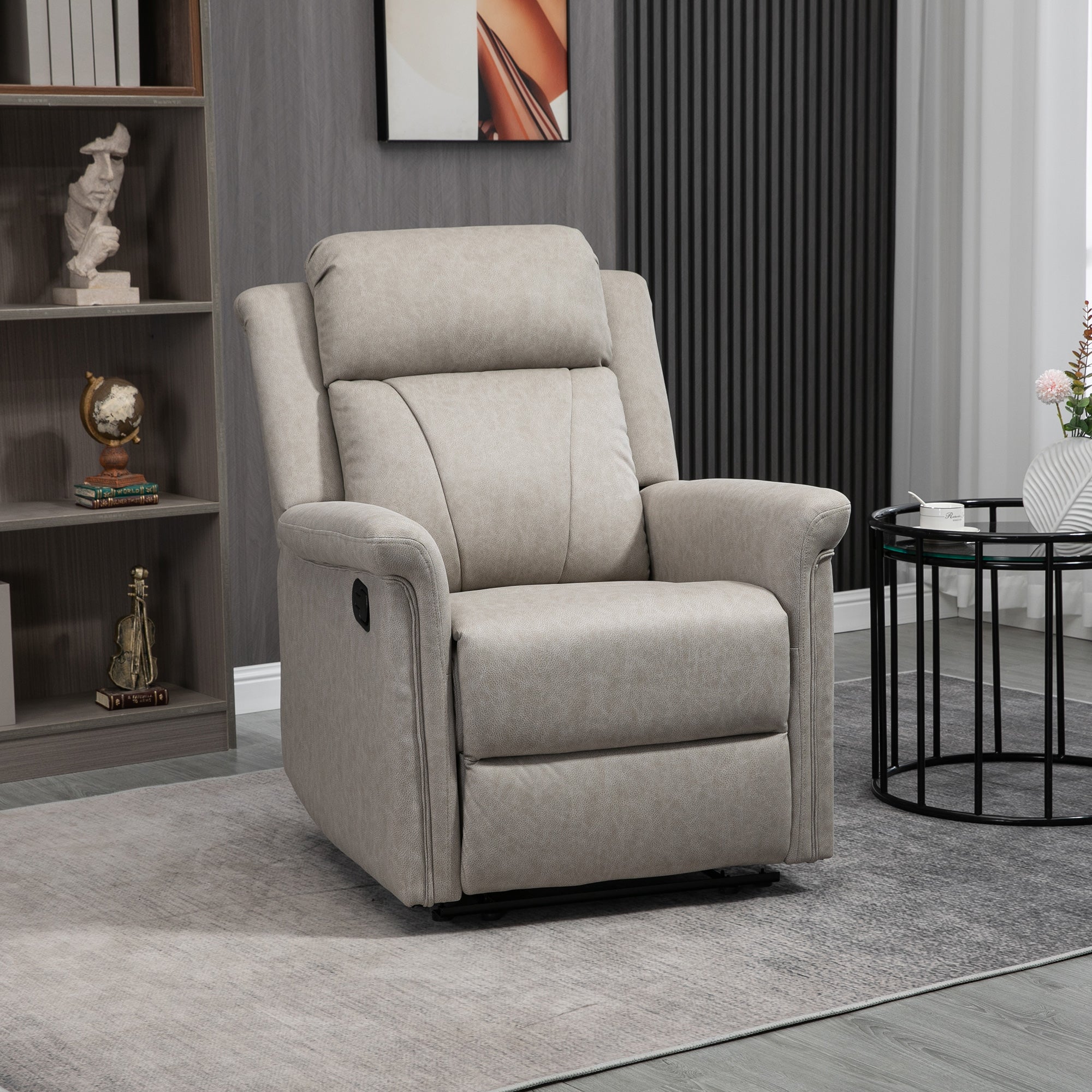 Gray Microfiber Manual Reclining Relaxation Chair with 135° Recline and Footrest