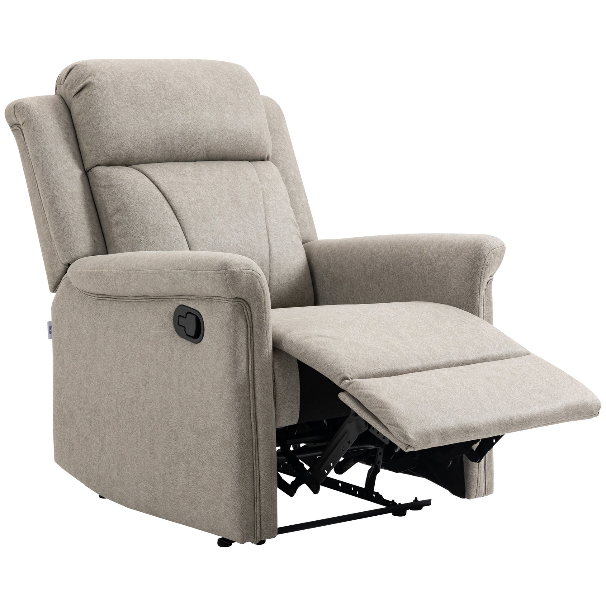Gray Microfiber Manual Reclining Relaxation Chair with 135° Recline and Footrest