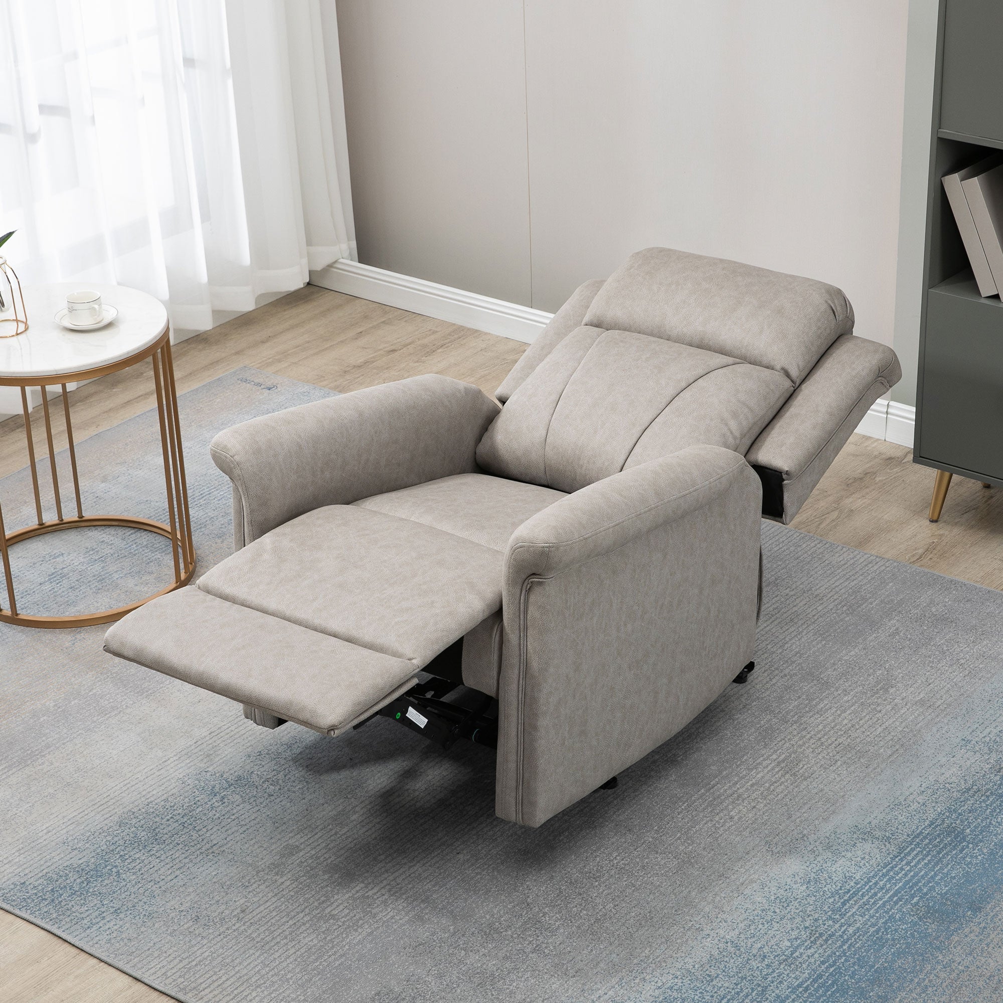 Gray Microfiber Manual Reclining Relaxation Chair with 135° Recline and Footrest
