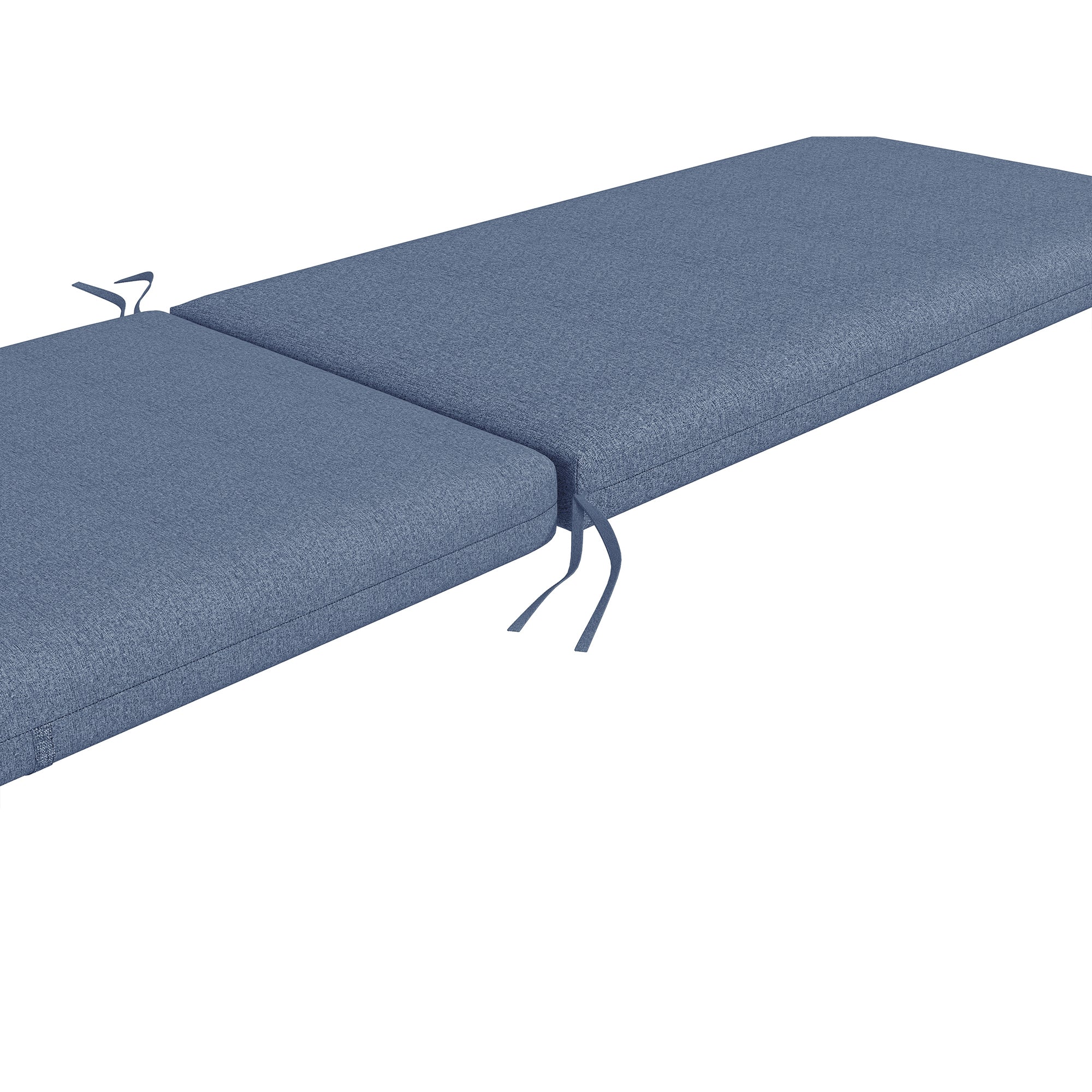 Set of 2 Lounger Mattress Cushions for Sun Lounger Chair with Fastening Straps for Garden Dimensions 190.5L x 58.4W x 7H cm Blue
