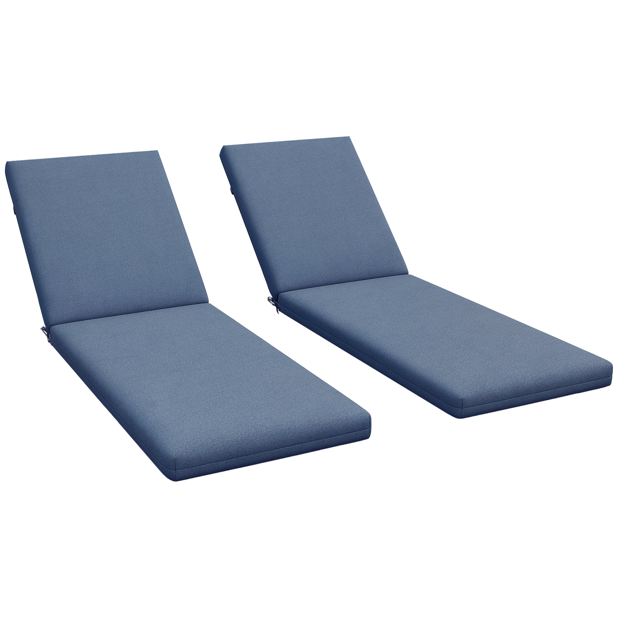 Set of 2 Lounger Mattress Cushions for Sun Lounger Chair with Fastening Straps for Garden Dimensions 190.5L x 58.4W x 7H cm Blue