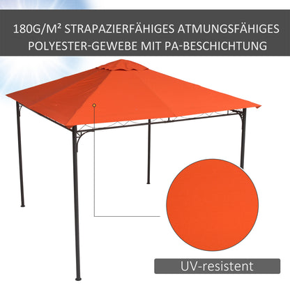 Gazebo Canopy Replacement for Garden Gazebo approx. 3 x 3 m, water-resistant, canopy cover, sun protection, 8 water drainage holes, Polyester, Orange