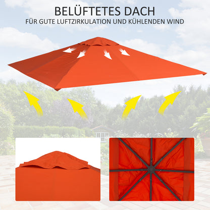 Gazebo Canopy Replacement for Garden Gazebo approx. 3 x 3 m, water-resistant, canopy cover, sun protection, 8 water drainage holes, Polyester, Orange