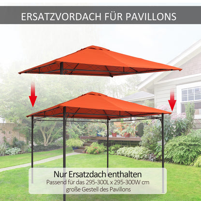 Gazebo Canopy Replacement for Garden Gazebo approx. 3 x 3 m, water-resistant, canopy cover, sun protection, 8 water drainage holes, Polyester, Orange