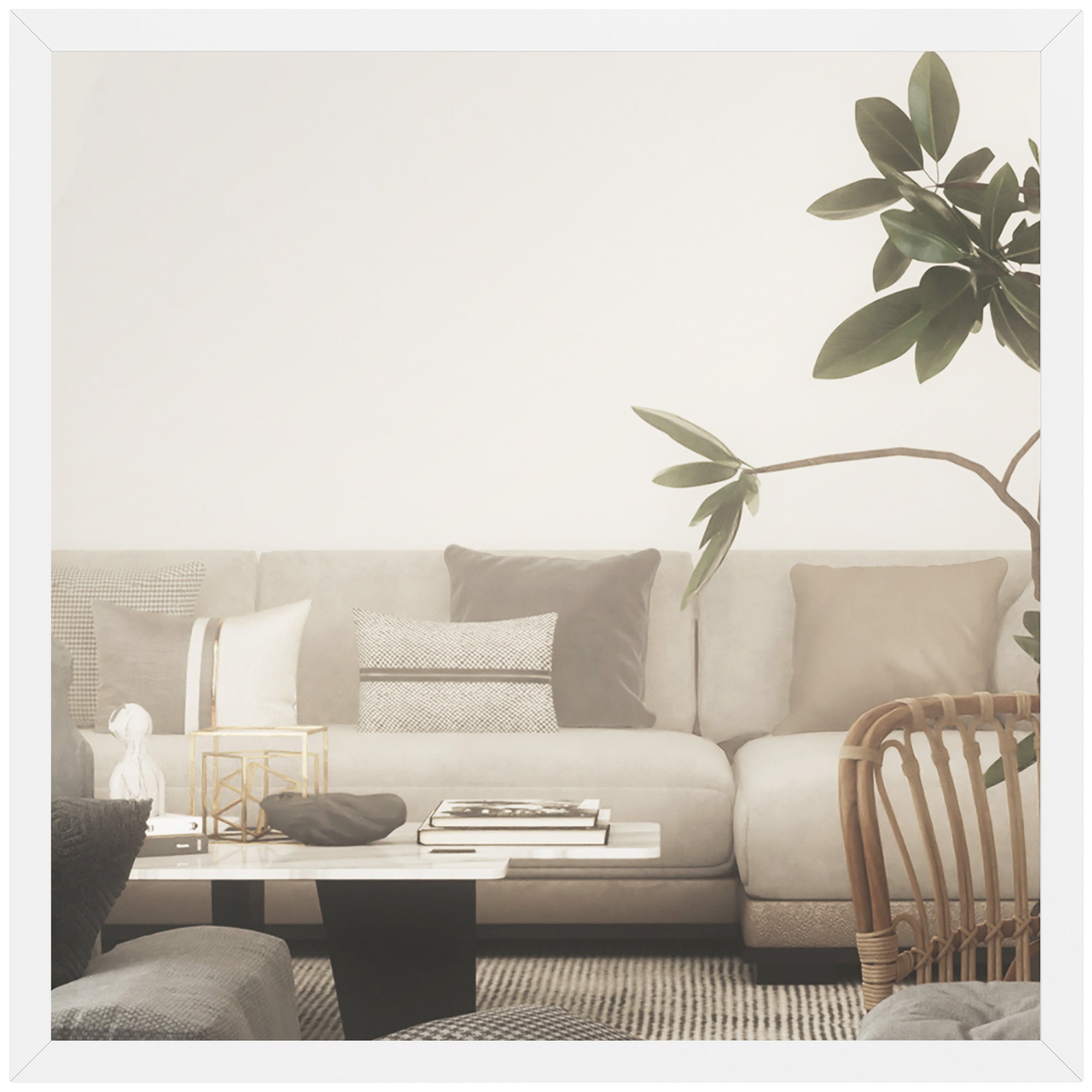 Square Wall Mirror 19.7 x 19.7 in (50 x 50 cm) — White MDF Frame, Ideal for Bathroom, Living Room & Bedroom