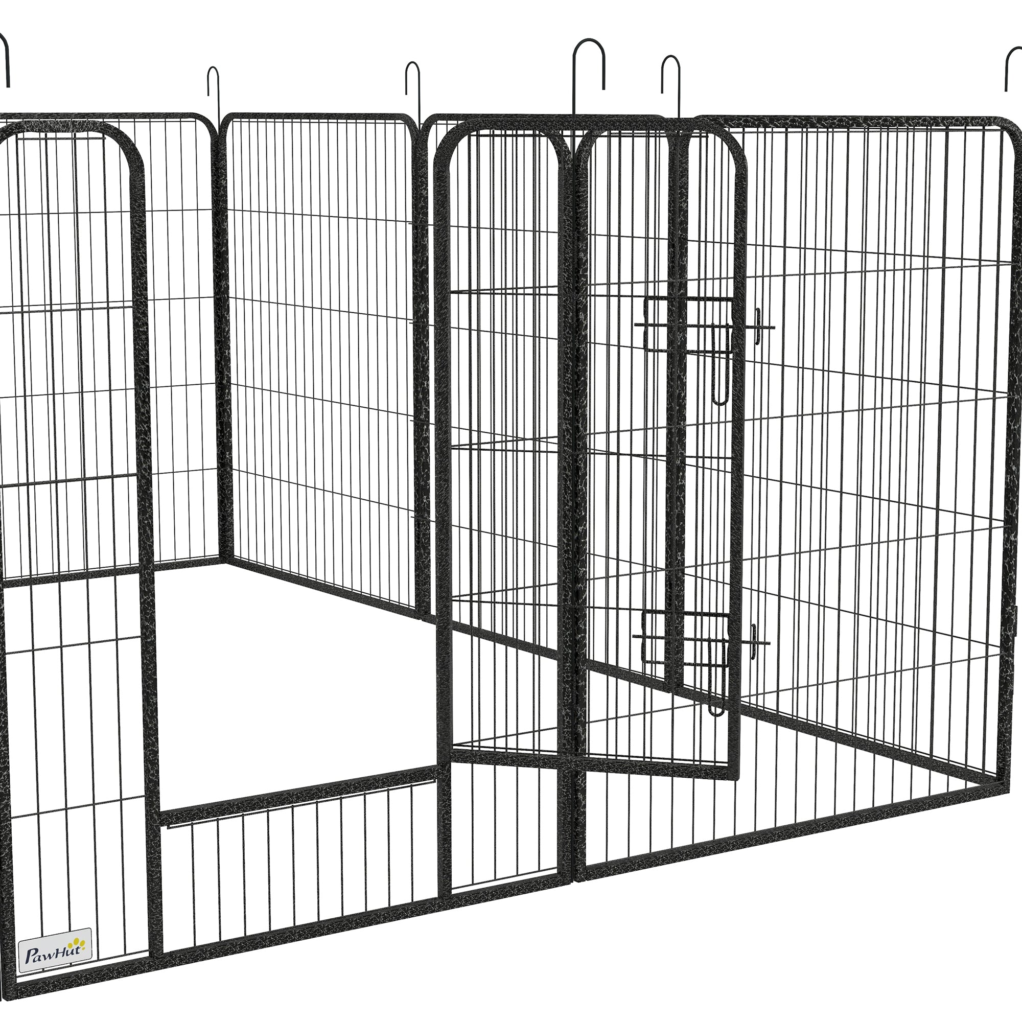 12-Panel Foldable Puppy Playpen — 100 cm High, 2 Lockable Doors, Indoor/Outdoor, Gray