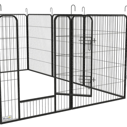 12-Panel Foldable Puppy Playpen — 100 cm High, 2 Lockable Doors, Indoor/Outdoor, Gray
