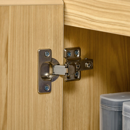 Wood Bathroom Under-Sink Cabinet with 2 Doors and Adjustable Inner Shelf Industrial Style Anti-Tip 60x30x65.2 cm Oak