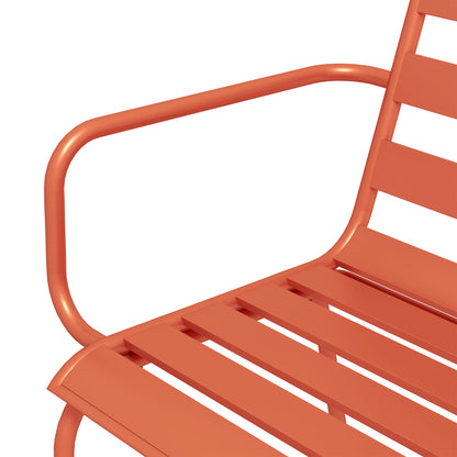 Garden Furniture Set Garden Dining Set 7-piece with 1 Table and 6 Stackable Chairs made of Steel in Red