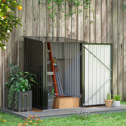 Metal Tool Shed 1.6m³ 100x103x160cm Tool Shed with Pent Roof Lockable Door Weatherproof Garden Shed Outdoor Cabinet for Garden Exterior, Dark Gray