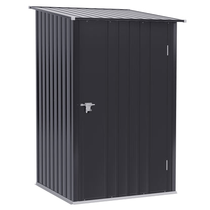 Metal Tool Shed 1.6m³ 100x103x160cm Tool Shed with Pent Roof Lockable Door Weatherproof Garden Shed Outdoor Cabinet for Garden Exterior, Dark Gray