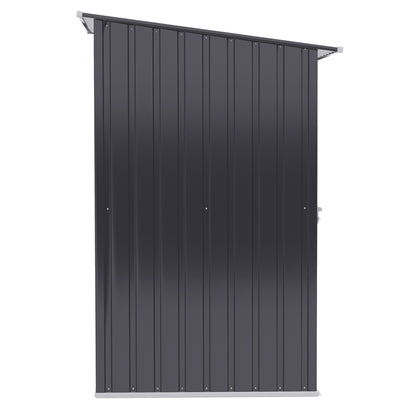 Metal Tool Shed 1.6m³ 100x103x160cm Tool Shed with Pent Roof Lockable Door Weatherproof Garden Shed Outdoor Cabinet for Garden Exterior, Dark Gray