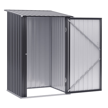 Metal Tool Shed 1.6m³ 100x103x160cm Tool Shed with Pent Roof Lockable Door Weatherproof Garden Shed Outdoor Cabinet for Garden Exterior, Dark Gray