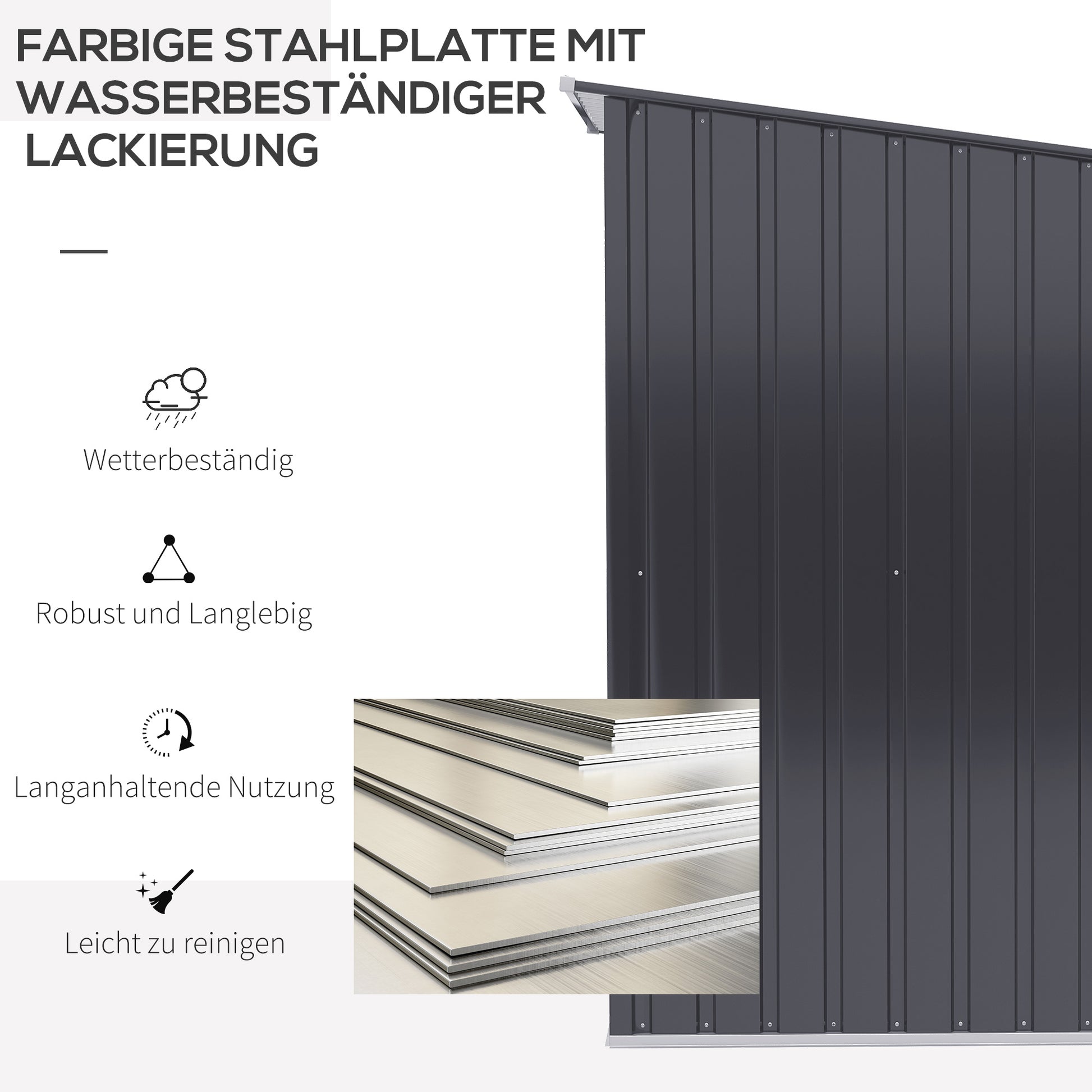 Metal Tool Shed 1.6m³ 100x103x160cm Tool Shed with Pent Roof Lockable Door Weatherproof Garden Shed Outdoor Cabinet for Garden Exterior, Dark Gray