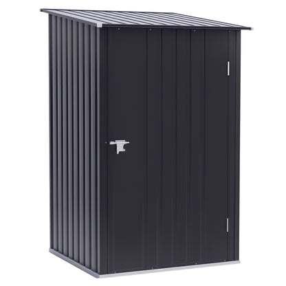 Metal Tool Shed 1.6m³ 100x103x160cm Tool Shed with Pent Roof Lockable Door Weatherproof Garden Shed Outdoor Cabinet for Garden Exterior, Dark Gray