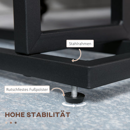 Side Table with Fabric Bag, Coffee Table, End Table with Steel Frame, Nightstand, Coffee Table for Bedroom, Living Room, Dark Brown + Black, 49 x 19 x 55 cm