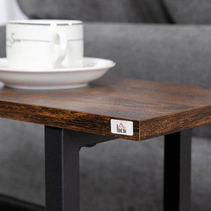 Side Table with Fabric Bag, Coffee Table, End Table with Steel Frame, Nightstand, Coffee Table for Bedroom, Living Room, Dark Brown + Black, 49 x 19 x 55 cm