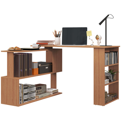 Reversible Corner Desk with 5 Shelves, Corner Computer Desk in Wood, for Office, Living Room and Study, Industrial Style, 120x110x74.5 cm, Steel Color
