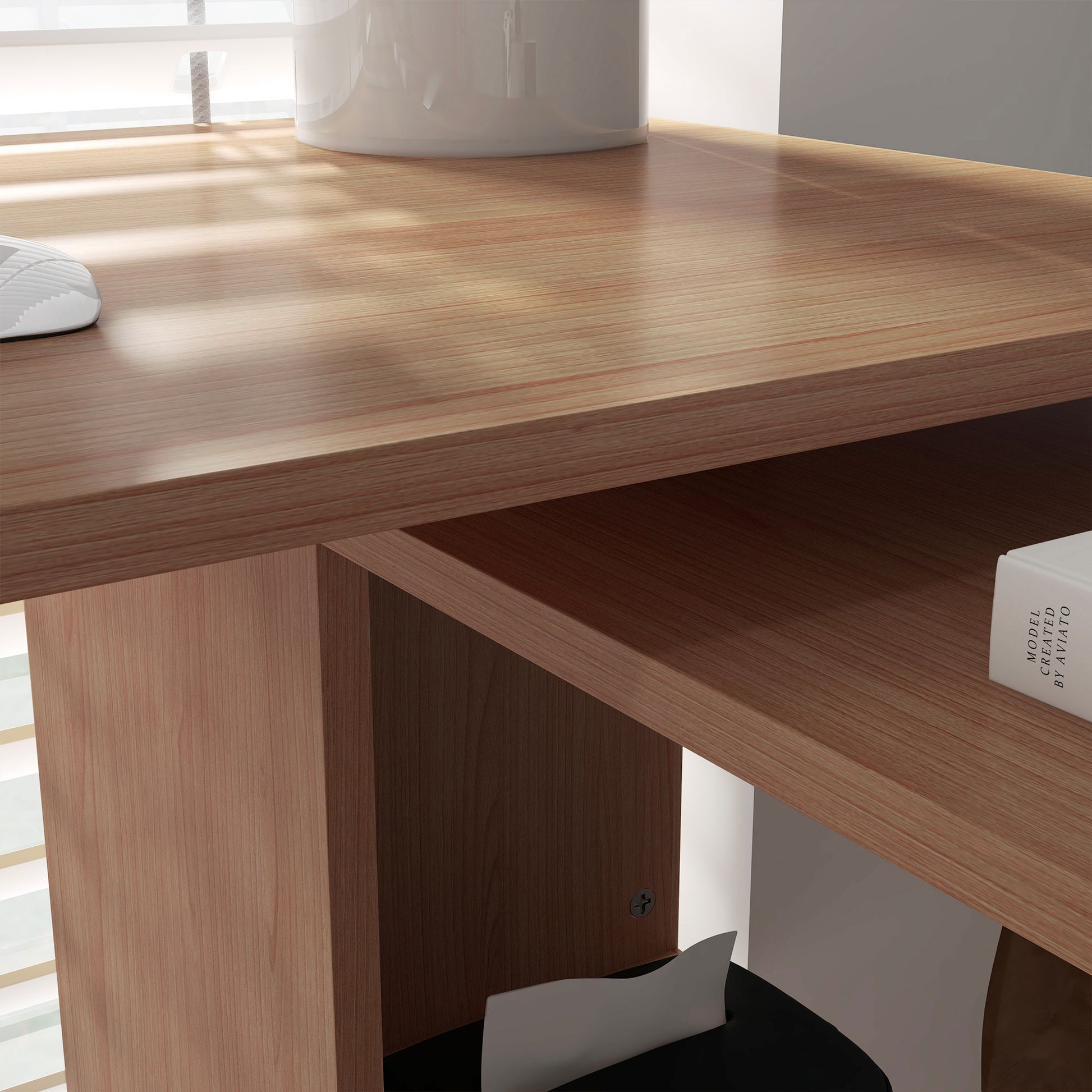 Reversible Corner Desk with 5 Shelves, Corner Computer Desk in Wood, for Office, Living Room and Study, Industrial Style, 120x110x74.5 cm, Steel Color